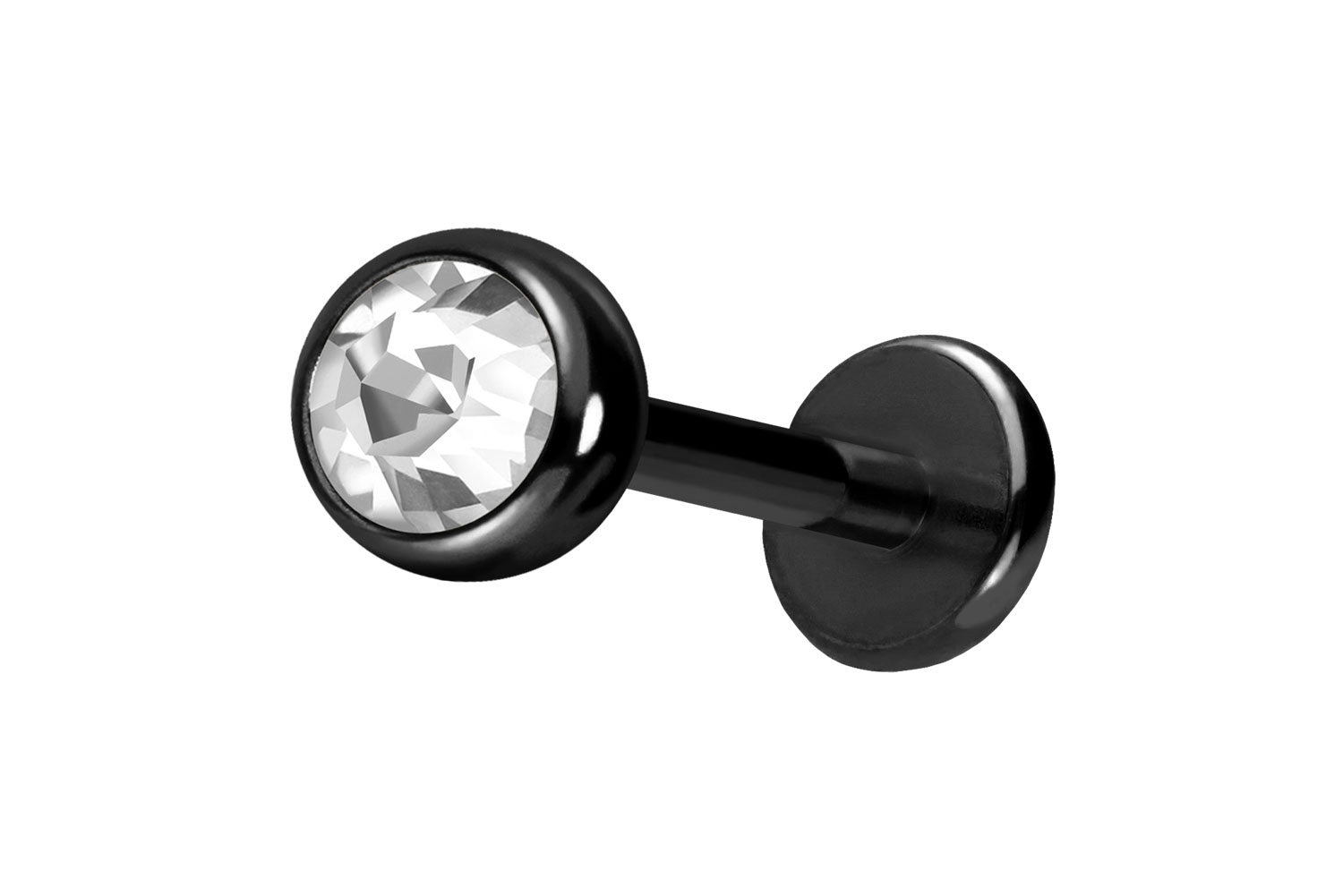 Titan Labret Piercing mit Push Fit KRISTALL